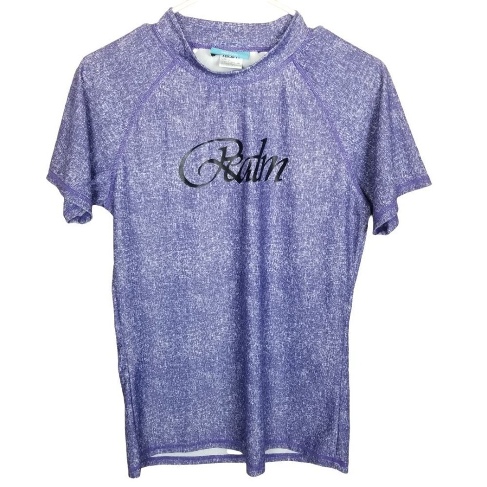 Realm Womens L Purple UPF 50 Short Sleeves Mock Ne